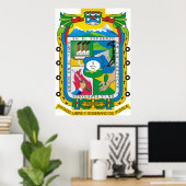 Wapenmunt Puebla Officiële Mexicaan Heraldry Logo Poster (Thuiskantoor)
