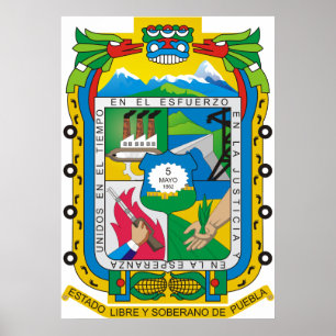 Wapenmunt Puebla Officiële Mexicaan Heraldry Logo Poster