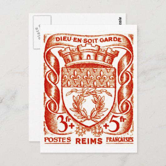 Wapenmunt, Reims Frankrijk Briefkaart (Voorkant / Achterkant)