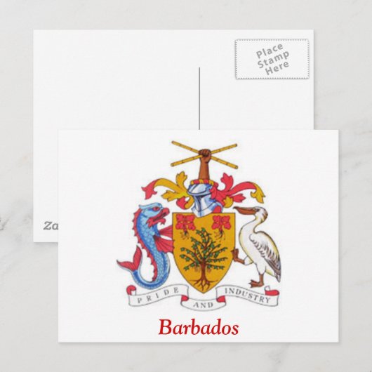 Wapenmunt van Barbados Briefkaart (Voorkant / Achterkant)