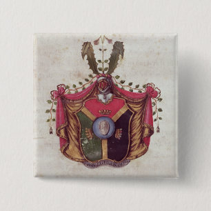 Wapenmunt van de familie Linnaeus Vierkante Button 5,1 Cm