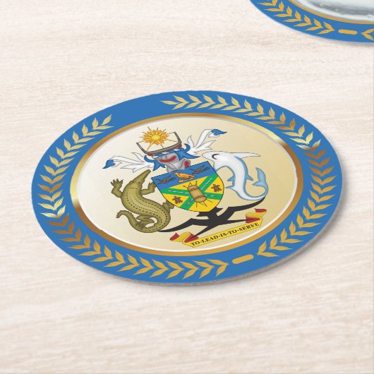 Wapenmunt van de Salomonseilanden Ronde Kartonnen Onderzetter (Gebogen)