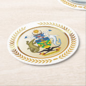 Wapenmunt van de Salomonseilanden Ronde Kartonnen Onderzetter (Gebogen)