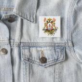 Wapenmunt van Kopenhagen Vierkante Button 5,1 Cm (In situ)