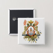 Wapenmunt van Kopenhagen Vierkante Button 5,1 Cm (Voorkant /achterkant)