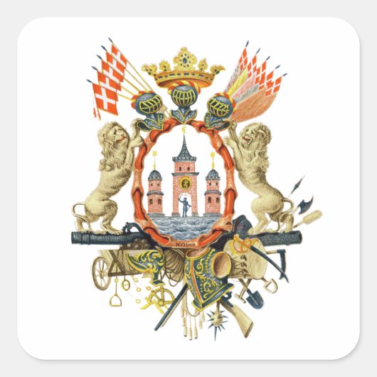 Wapenmunt van Kopenhagen Vierkante Sticker (Voorkant)
