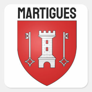 Wapenmunt van martigues, Frankrijk Vierkante Sticker