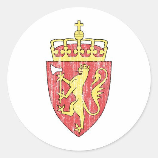 Wapenmunt van Noorwegen Ronde Sticker (Voorkant)