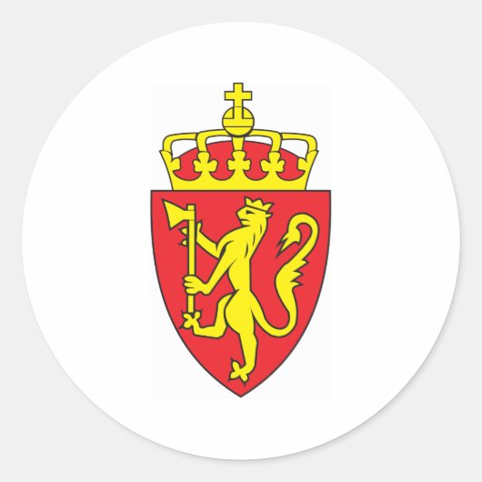 Wapenmunt van Noorwegen Ronde Sticker (Voorkant)