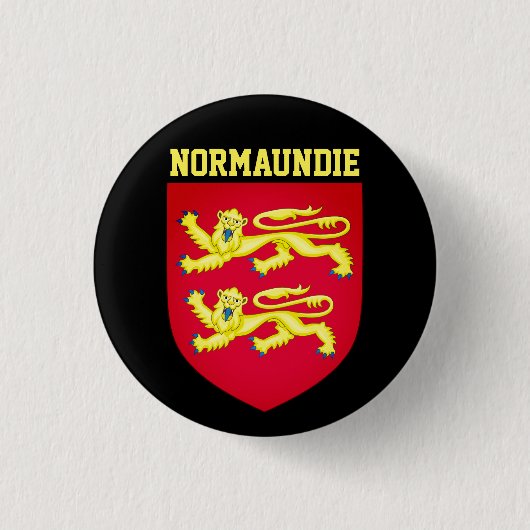Wapenmunt van Normandië - FRANKRIJK Ronde Button 3,2 Cm (Voorkant)