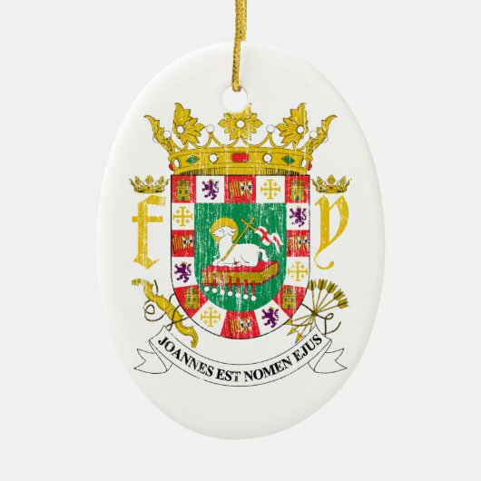 Wapenmunt van Puerto Rico Keramisch Ornament (Voorkant)