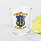 Wapenmunt van Rhode Island Shot Glas (Voorkant)
