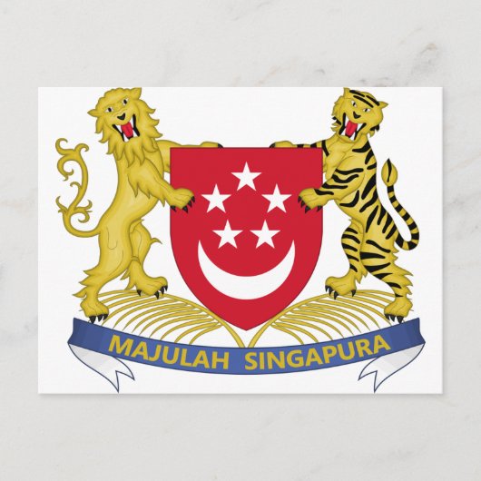 Wapenmunt van Singapore 新 坡 徽 Emblem Briefkaart (Voorkant)