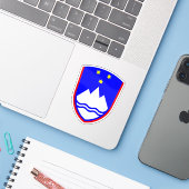 Wapenmunt van Slovenië Sticker (Laptop met iPhone)