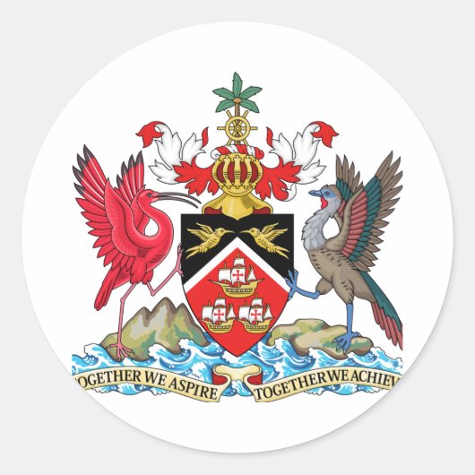 Wapenmunt van Trinidad en Tobago Ronde Sticker (Voorkant)
