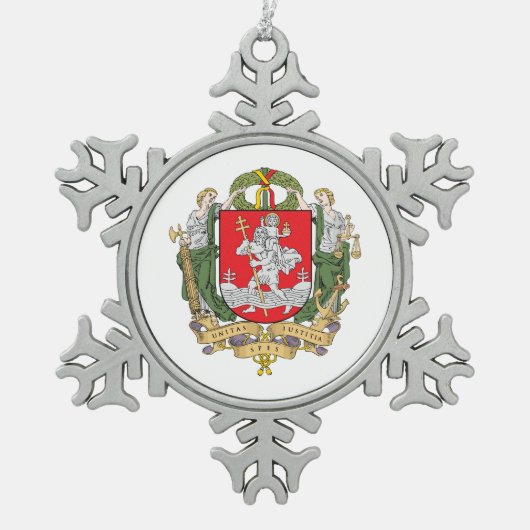 Wapenmunt van Vilnius, Litouwen Snowflake Pewte Tin Sneeuwvlok Ornament (Voorkant)
