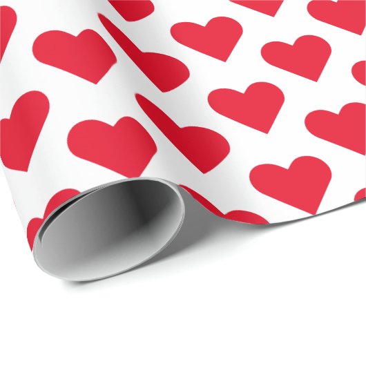 Wapenpapier met wit en rood hartpatroon cadeaupapier (Rol Hoek)