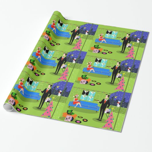 Wapenpapier voor kerstparen in de Retro Cadeaupapier (Uitgerold)