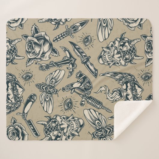 Wapens en rozen sherpa deken (Voorkant (horizontaal))