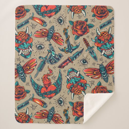 Wapens en rozen sherpa deken (Voorkant)