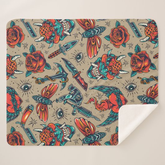 Wapens en rozen sherpa deken (Voorkant (horizontaal))