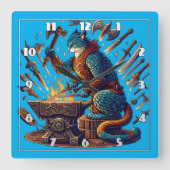 Wapens maken in een Fantasy Blacksmith Vierkante Klok (Voorkant)