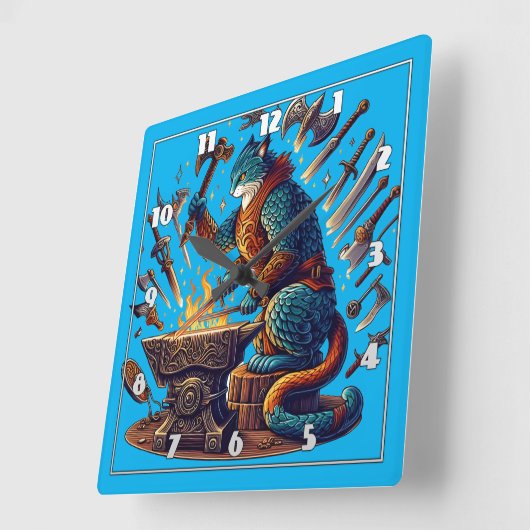 Wapens maken in een Fantasy Blacksmith Vierkante Klok (Hoek)