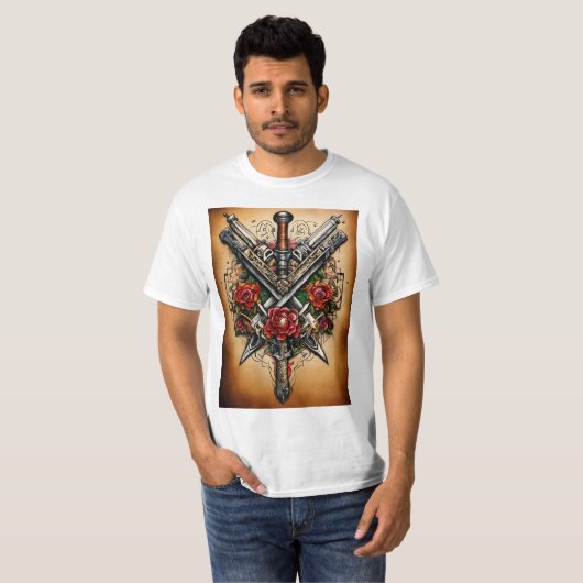Wapens tattoo ontwerp T-Shirt (Voorkant volledig)