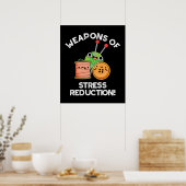 Wapens van stress reductie breien pun donker BG Poster (Keuken)