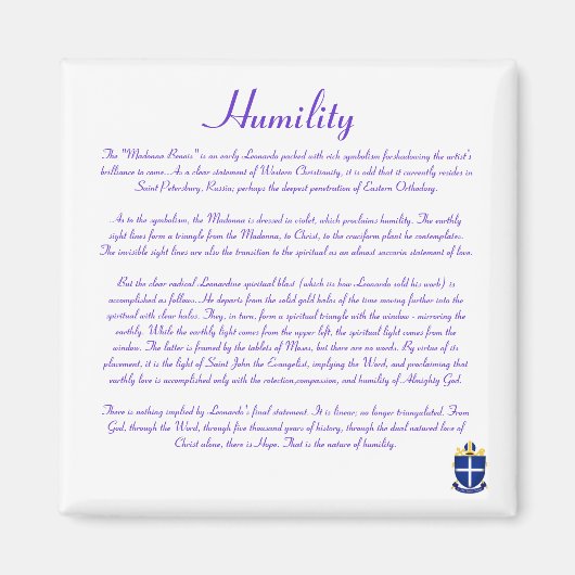 Wapenschild, De "Madonna Benois" is een vroege... Magneet (Voorkant)