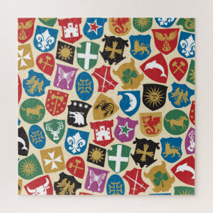 Wapenschild: Heraldische achtergrond. Legpuzzel