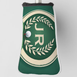 Wapenschild in vintage stijl op ivoorkleurige onde golfheadcover