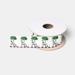 Wapenschild met Greyhound Whippet en Boom Heraldis Satijnen Lint
