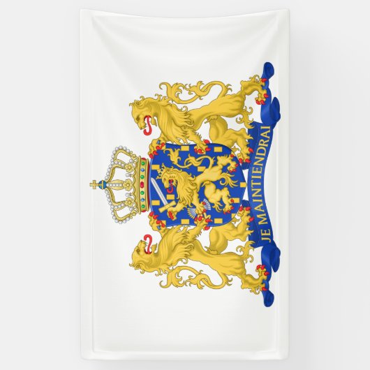 Wapenschild op Witte Bannrcnt Spandoek (Verticaal)