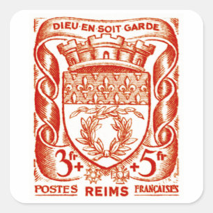 Wapenschild, Reims Frankrijk Vierkante Sticker
