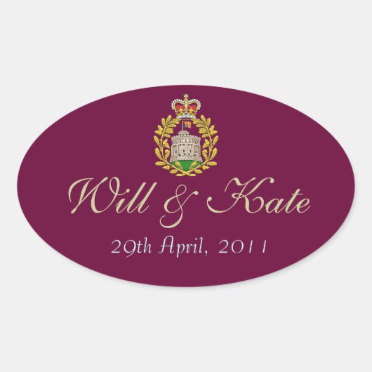Wapenschild Royal Will & Kate Sticker (Bourgondië) (Voorkant)