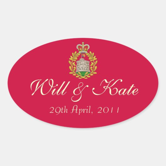 Wapenschild Royal Will & Kate Sticker (rood) (Voorkant)
