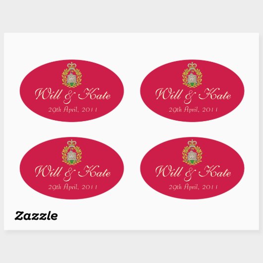 Wapenschild Royal Will & Kate Sticker (rood) (Vel)