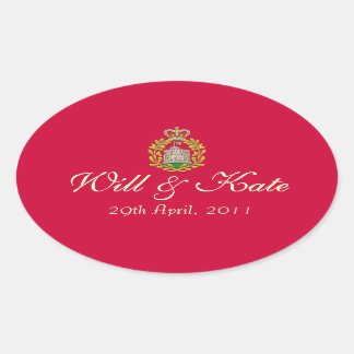 Wapenschild Royal Will & Kate Sticker (rood)