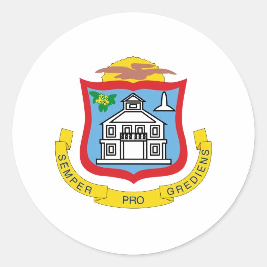 wapenschild Sint Maarteaner Ronde Sticker (Voorkant)