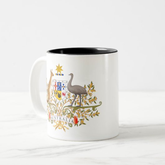 wapenschild van australië tweekleurige koffiemok (Voorkant links)