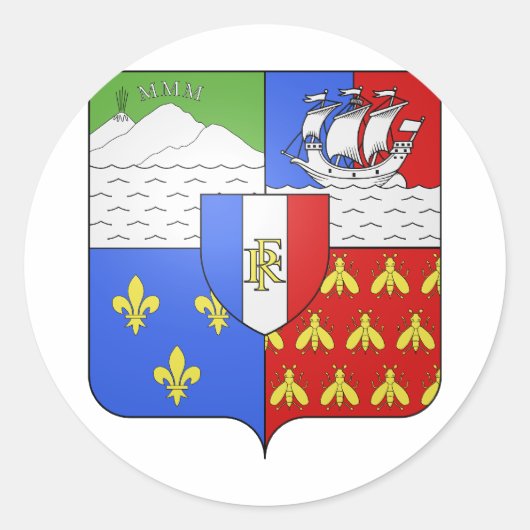 Wapenschild van Blason Réunion Ronde Sticker (Voorkant)