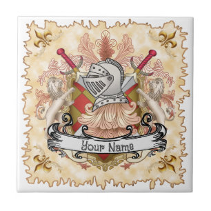 Wapenschild van het geslacht Red Knight Achternaam Tegeltje