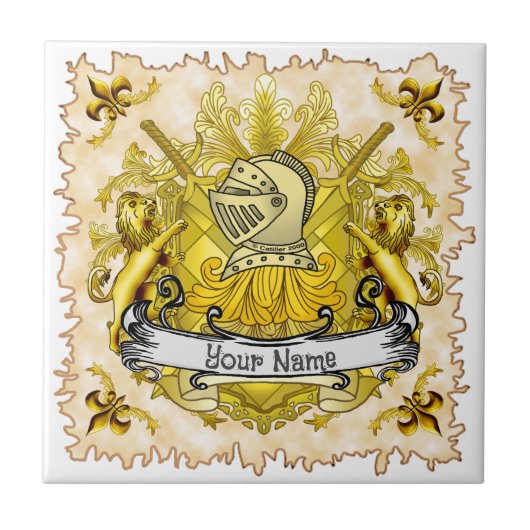Wapenschild van het geslacht Yellow Knight Achter Tegeltje (Voorkant)