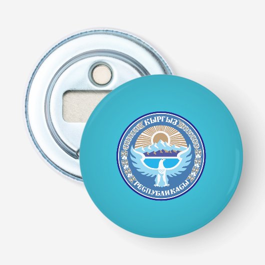 wapenschild van Kirgizstani Button Flesopener (Voorkant)