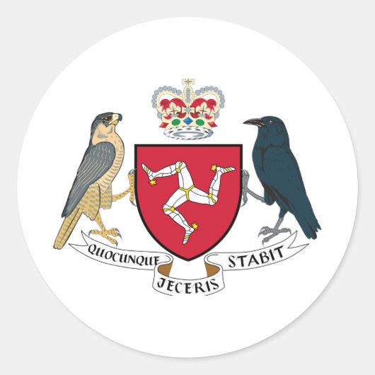 Wapenschild van Man - Manx Emblem Ronde Sticker (Voorkant)