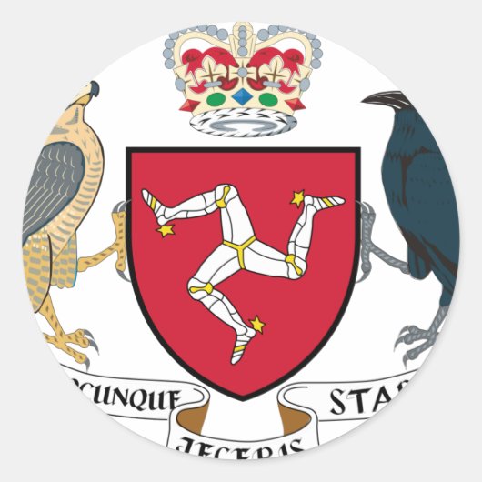 Wapenschild van Man - Manx Emblem Ronde Sticker (Voorkant)
