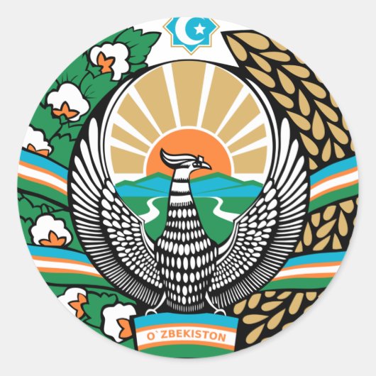 wapenschild van oezbekistan ronde sticker (Voorkant)