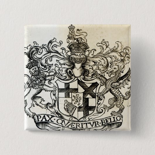 wapenschild van Oliver Cromwell Vierkante Button 5,1 Cm (Voorkant)