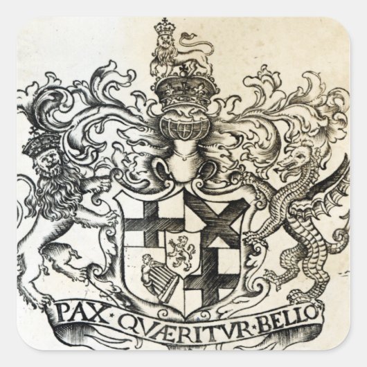 wapenschild van Oliver Cromwell Vierkante Sticker (Voorkant)
